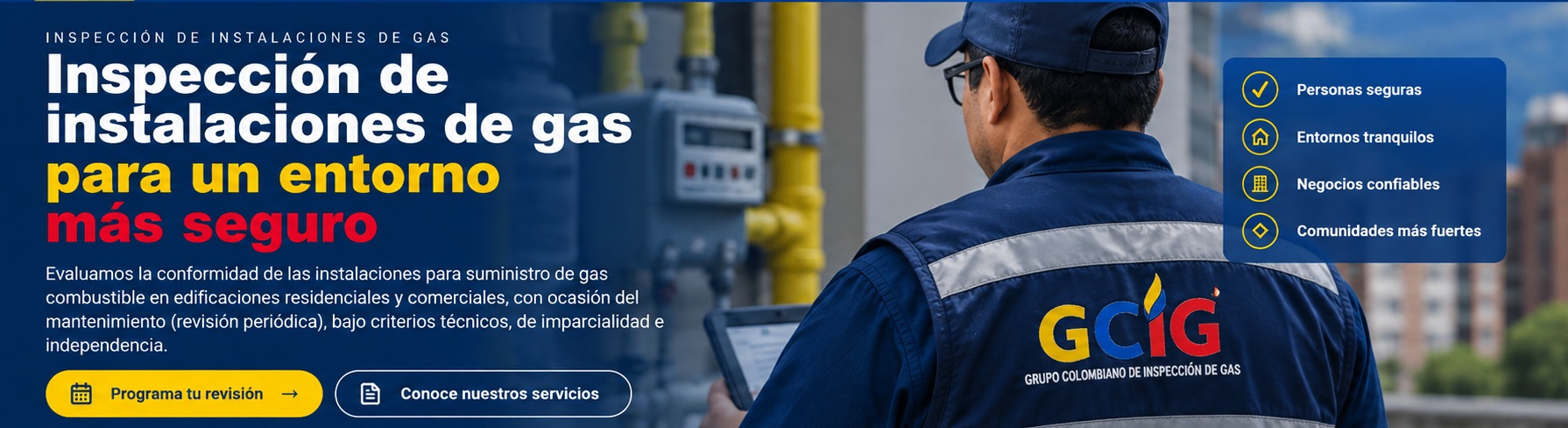 Inspector GCIG durante una inspección de instalaciones de gas